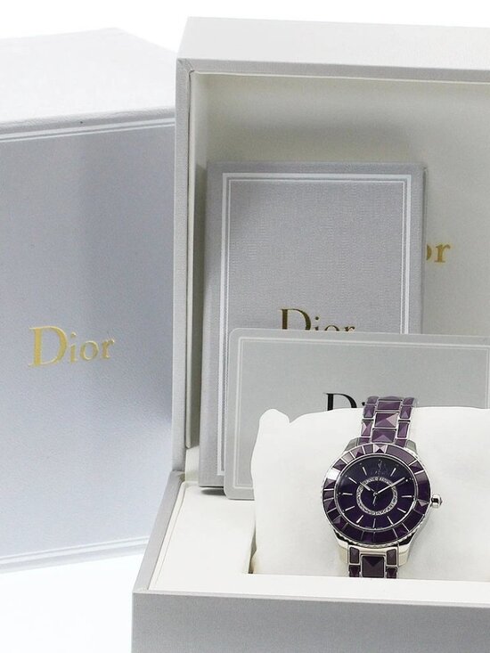Dior crystal CD143112 Circle Diamond purple Dial Quartz Ladies Watch_949018